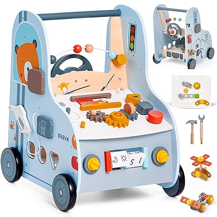 Baby Walker with Activity Center, Car Theme Montessori Walking Toy