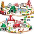 Wooden Train Set for Toddler – Double-Sided Train Tracks,